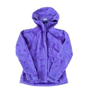 Helly Hansen Hooded Raincoat Lilac Purple Floral Print | Size S